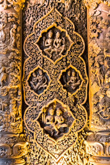 Intricate wooden architecture of Sanctuary of Truth temple in Pattaya city, Thailand.