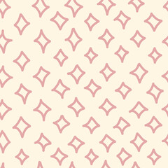 Boho stars seamless pattern. Doodle hand drawn stars background. Naive decor for nursery, kids room, baby apparel. Cute print for baby. Warm beige color.