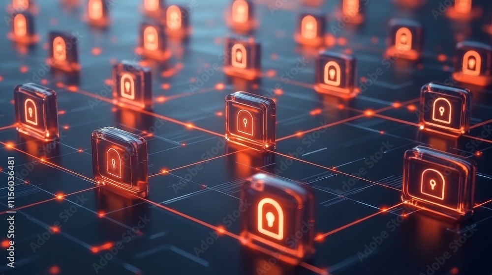 Poster abstract 3d security network illustration with soft lighting