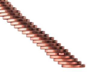 A Descending Staircase of Coins Symbolizing Financial Risk Management in an Abstract Conceptual Representation of Economics and Investment Strategies