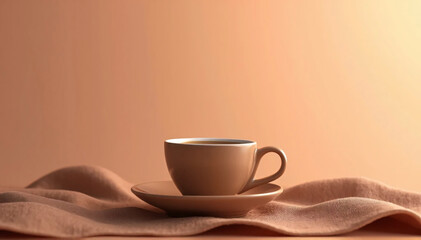 Mocha coffee cup on a tabletop that is wavy and peach and brown. Change from one of the year's hues to another 
