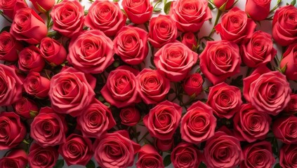 Obraz premium Blooming red roses forming a stunning floral background