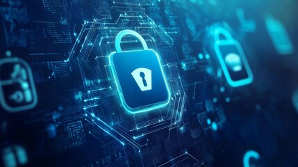 Abstract Technology Security Background with Bright Elements