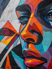 Mural art of a colorful man face