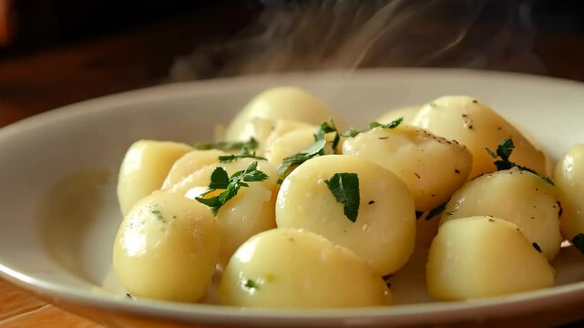 A classic Ukrainian dish featuring halushky, soft dumplings made from simple ingredients, often served with butter, sour cream, or fried onions for a comforting meal.