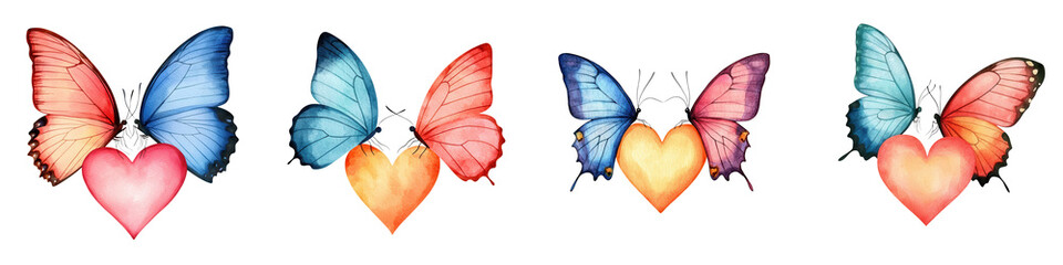 Fototapeta premium Whimsical Watercolor of Two Delicate Butterflies in Soft Colors, Perfect for Nature-Themed Art Projects or Romantics