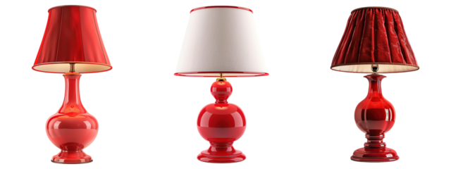 Red Lamps Set on Transparent Background