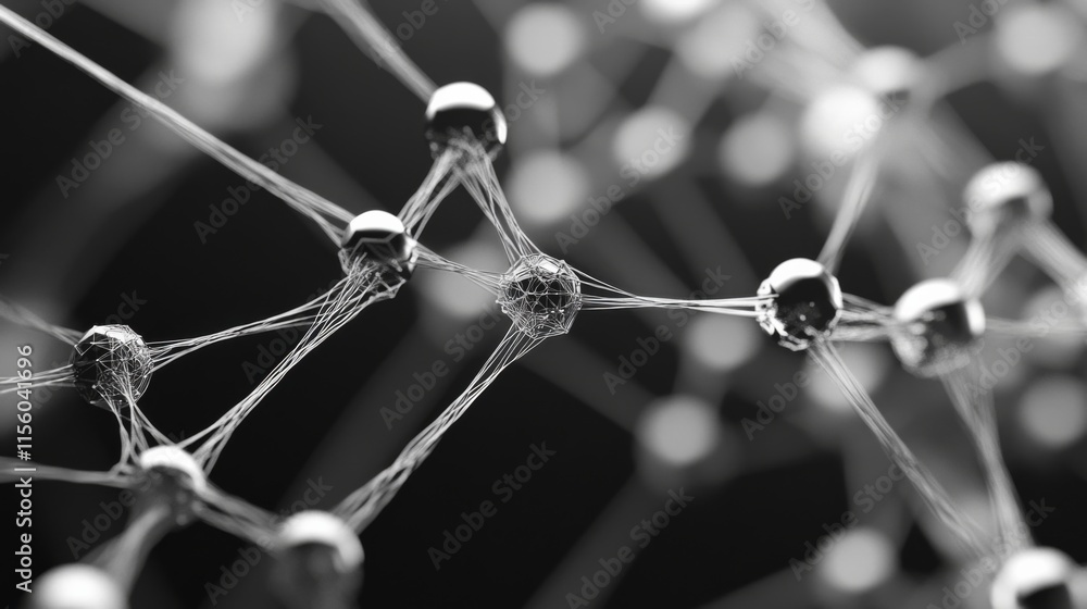 Poster 3d networking transmission in monochromatic style