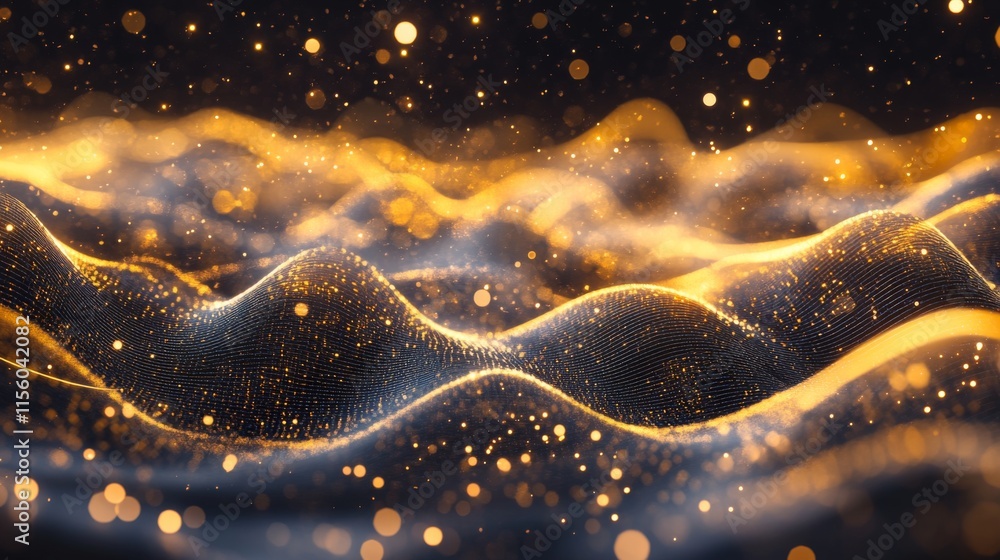 Poster abstract quantum wave animation with bright particles
