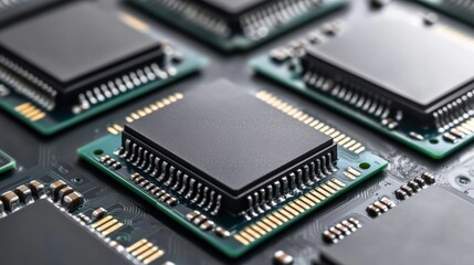 Futuristic Computing Chips in Close-Up Perspective