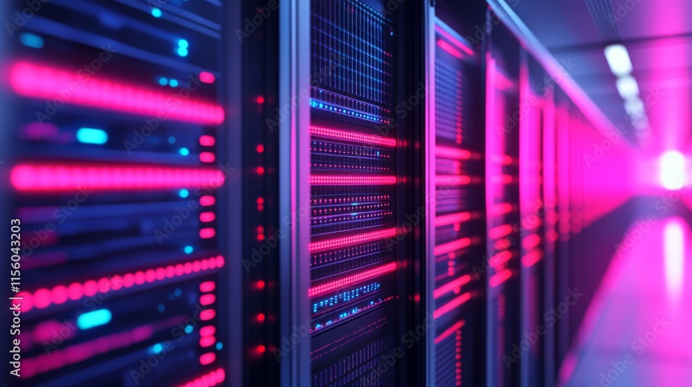 Poster futuristic data center with soft glow background