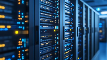 Glowing Data Streams in a Dark Tech Server Room