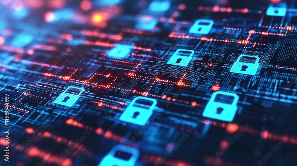 Poster secure data protection in cybersecurity background