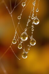 Macro Photography of Water Droplets on a Spider Web.