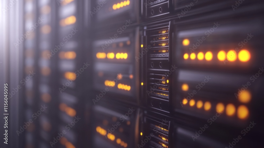 Aufkleber tech upgrade in server setup with soft lighting