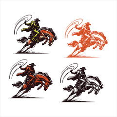 Western cowboy lassoing calf and rodeo © ShahAlam