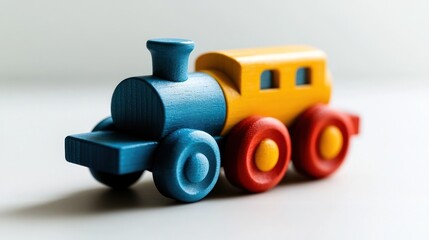Naklejka premium Colorful Wooden Toy Train on White Background