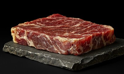 Close-up view of Iberian ham showcasing rich red texture and marbling