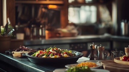 Delicious salad in a restaurant setting.