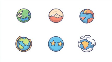 Vector planet earth icons. Globe isolated on a white background. Flat planet Earth icon.
