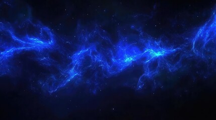 A cosmic blue abstract design resembling energy or nebulae in space.