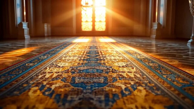 Sunlit Persian Carpet in Grand Hallway