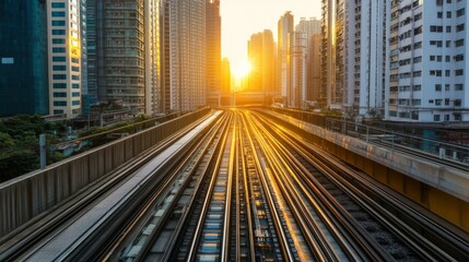 Fototapeta premium Urban Cityscape with Public Transportation Details