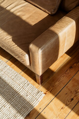 Modern leather sofa designed for comfort in a stylish living room setting