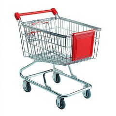 Shopping Cart Isolated on White Background: Retail, E-commerce, Consumer Goods, Product Photography