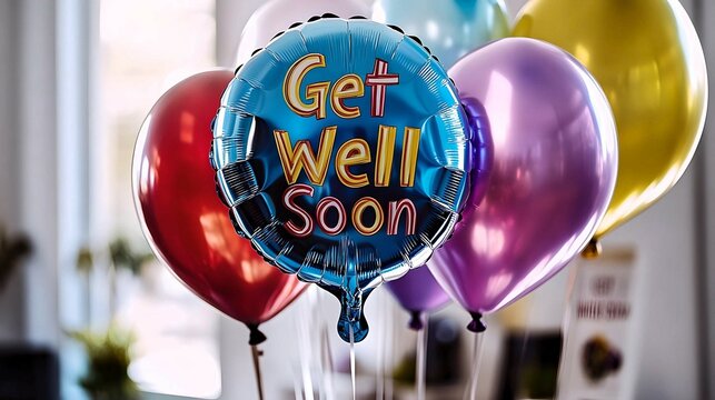 Blue Get Well Soon Balloon Bouquet  
