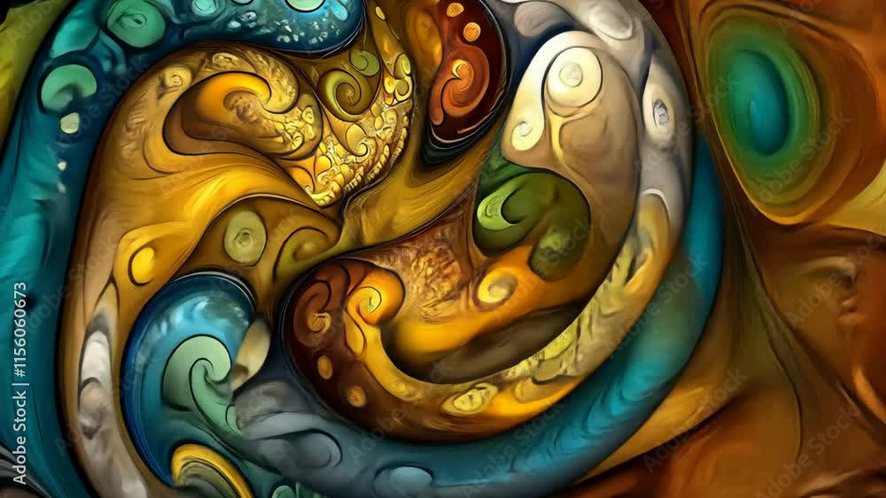 Poster colorful abstract swirls showcase intricate patterns and vibrant tones in harmony