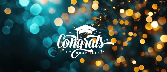 Congratulations Graduates Festive Bokeh Lights Background for Celebration