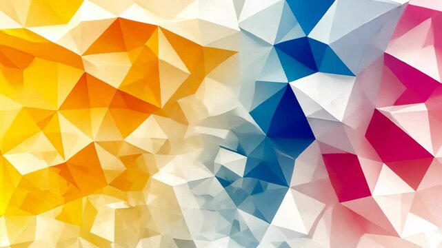 Vibrant abstract geometric pattern featuring yellow, blue, and pink elements in a dynamic composition