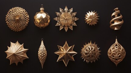 Monochromatic Ornaments: Single-color ornaments in various shapes