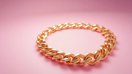 Obraz premium Elegant Gold Chain Design on Soft Pink Background for Fashion Appeal