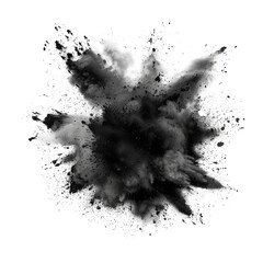 Black charcoal powder dust. Isolated on transparent background.