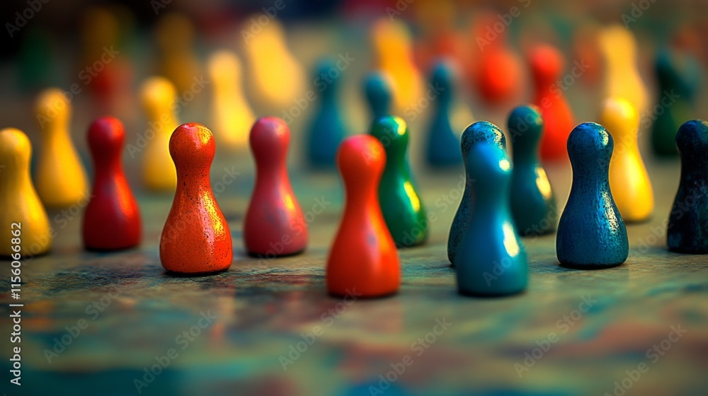 Poster interactive learning workshop with colorful game pieces
