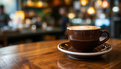 Fototapeta premium coffee latte in coffee shop cafe 