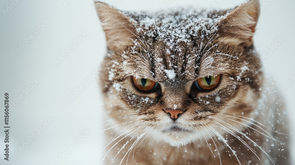Poster angry cat in foam with space for text