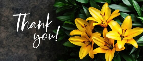 Vibrant Yellow Lilies with Thank You Message: Elegant Floral Greeting Card