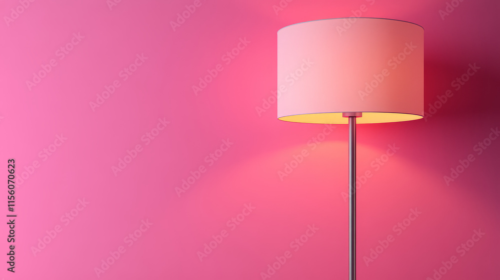 Wall mural Modern floor lamp against a pink wall.