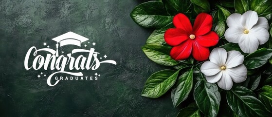 Congratulations Graduates Festive Floral Design with Red and White Flowers