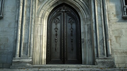 Fototapeta premium Ornate double doors in stone archway
