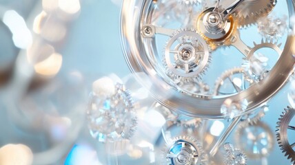 Fototapeta premium Intricate clockwork mechanism with gears and cogs highlighting precision engineering