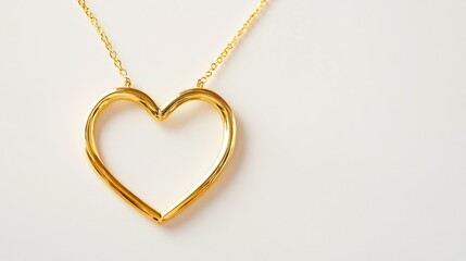 Elegant Gold Heart Pendant Necklace on Soft Background