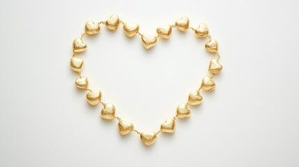 Golden Heart-Shaped Necklace on Light Background in Elegant Style