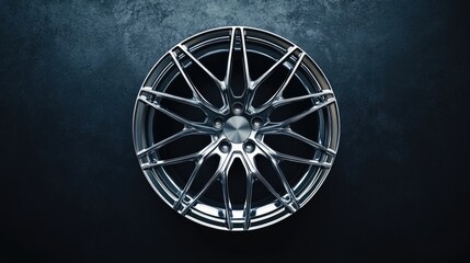 Sleek and Modern Car Wheel with Glossy Finish and Intricate Design