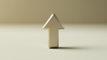 Beige arrow on a minimalistic beige background. navigation and simplicity concepts