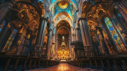 Fototapeta premium Grand cathedral interior, ornate details