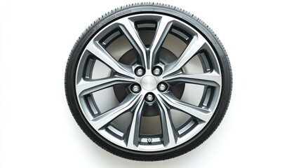 Modern Car Wheel Design with Silver Finish and Stylish Spokes